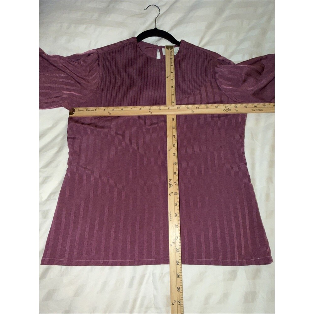 Vintage Bethany Blouse Womens 11/12 Purple Retro 70s Dainty Secretary to Disco - Picture 8 of 12
